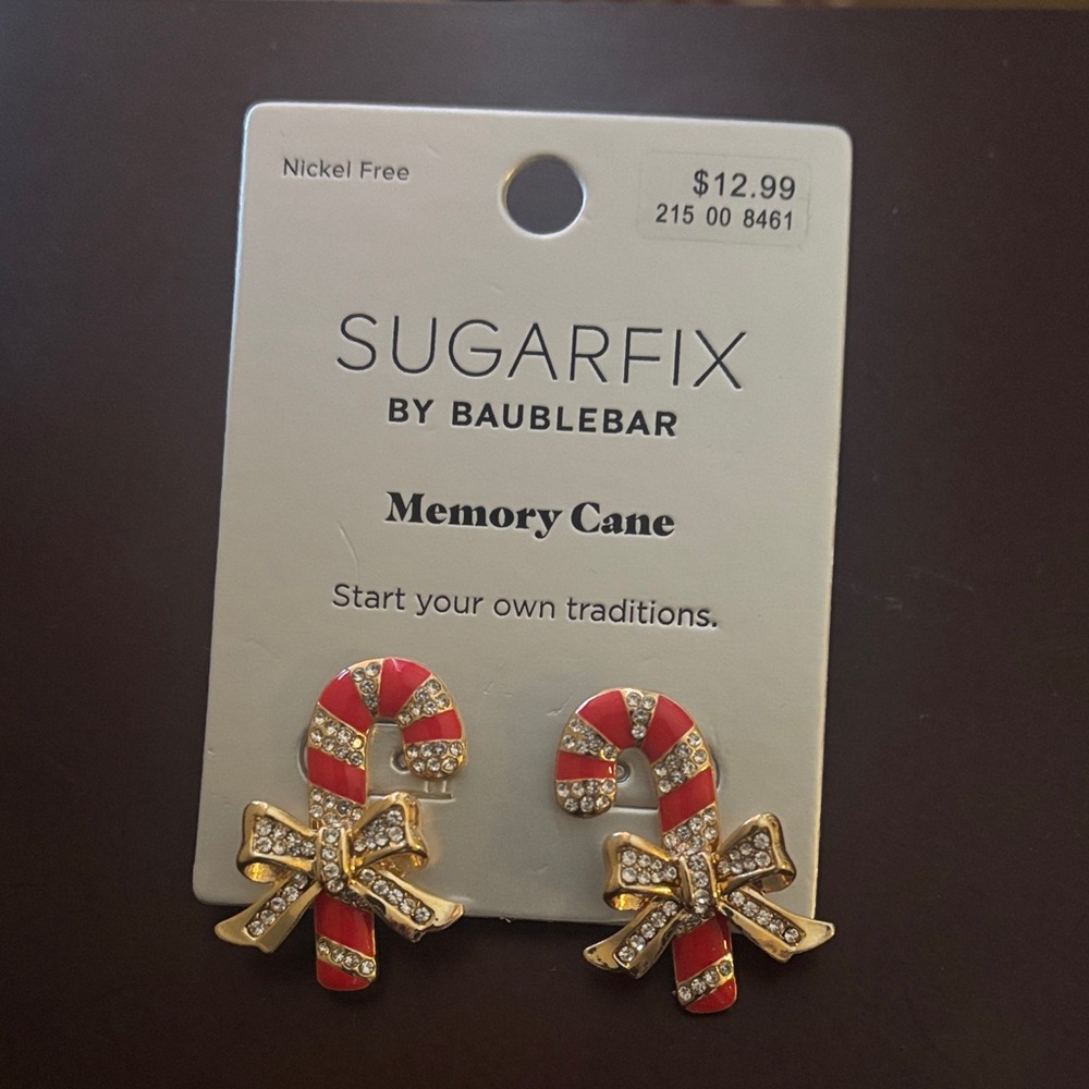 BaubleBar Red and Gold Candy Cane Earrings